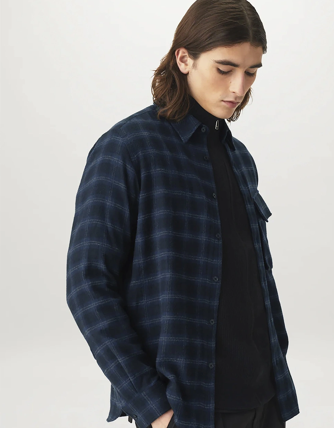 Scale Check Shirt Navy
