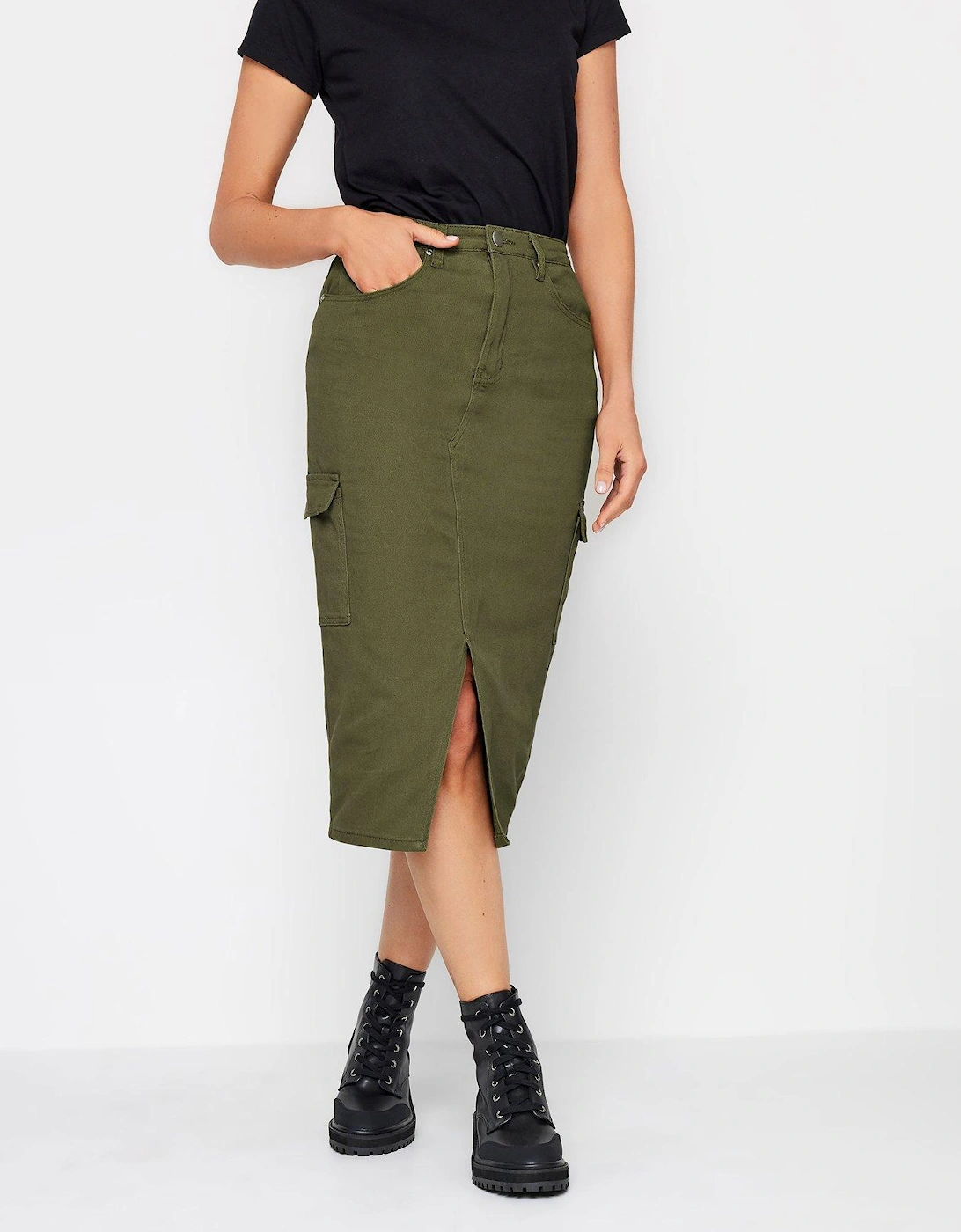 Khaki Utility Midi Skirt, 2 of 1