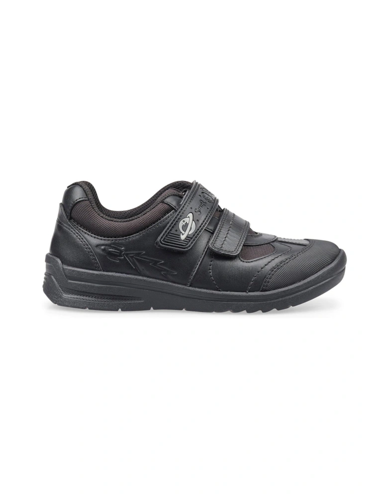 Rocket Boys Space Themed Glow In The Dark Black Leather School Shoes