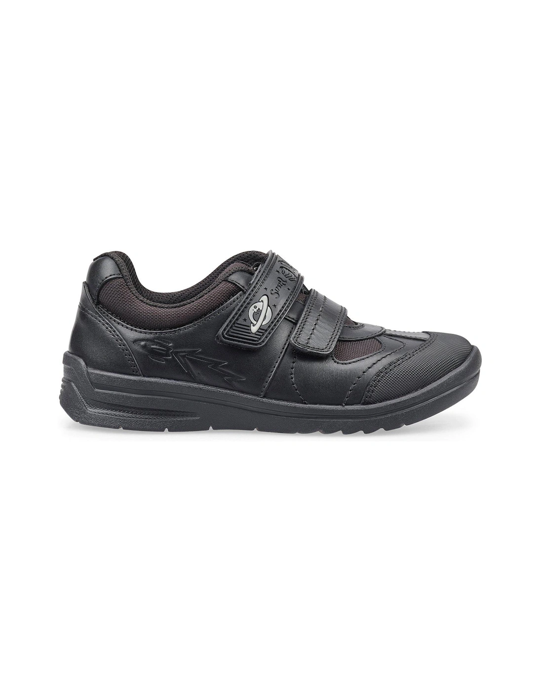 Rocket Boys Space Themed Glow In The Dark Black Leather School Shoes, 2 of 1
