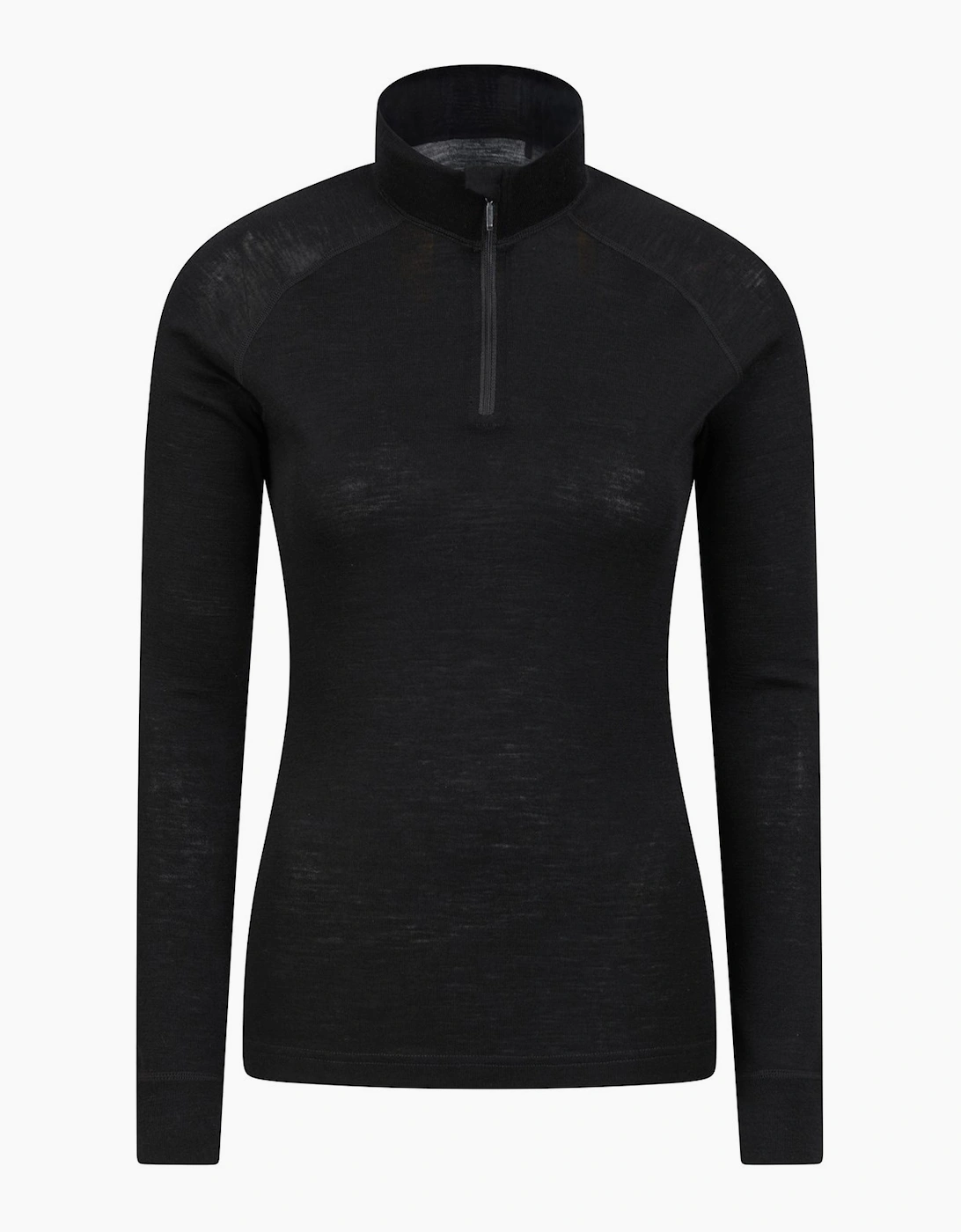 Women's Mountain Warehouse Womens/Ladies Merino Wool Zip Neck Thermal Top - Black - Size: 12