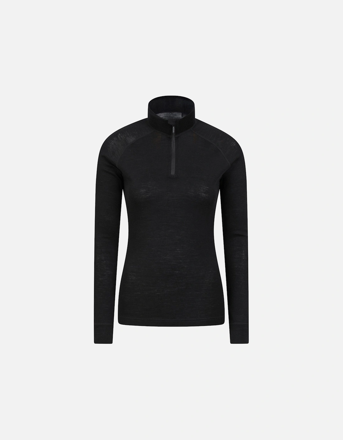 Womens/Ladies Merino Wool Zip Neck Thermal Top, 5 of 4