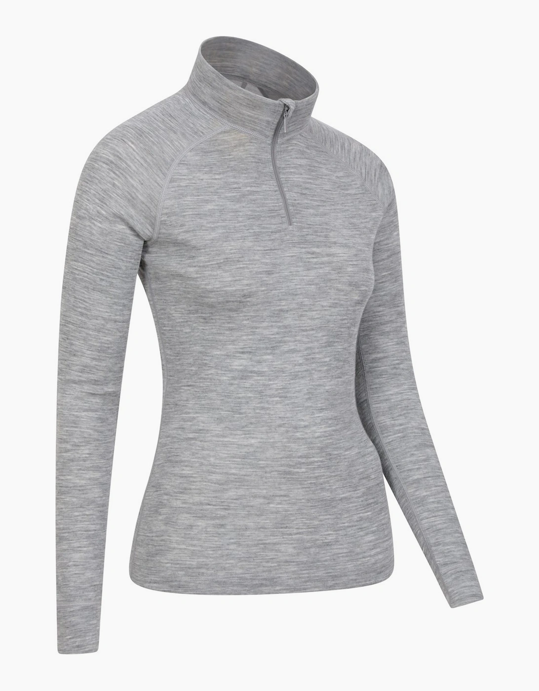 Mountain Warehouse Women's Grey / Merino Wool Zip Neck Thermal Top - Size: 22