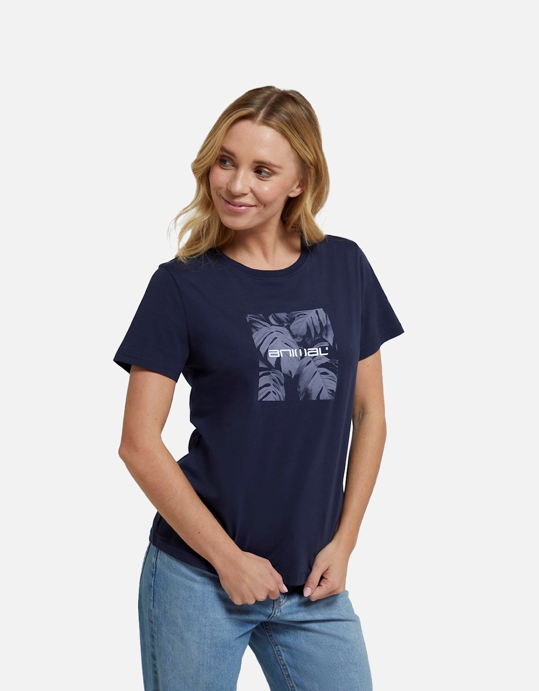 Womens/Ladies Carina Leaf Print Organic Logo T-Shirt