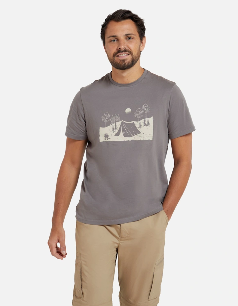 Mens Camping Sketch Organic T-Shirt