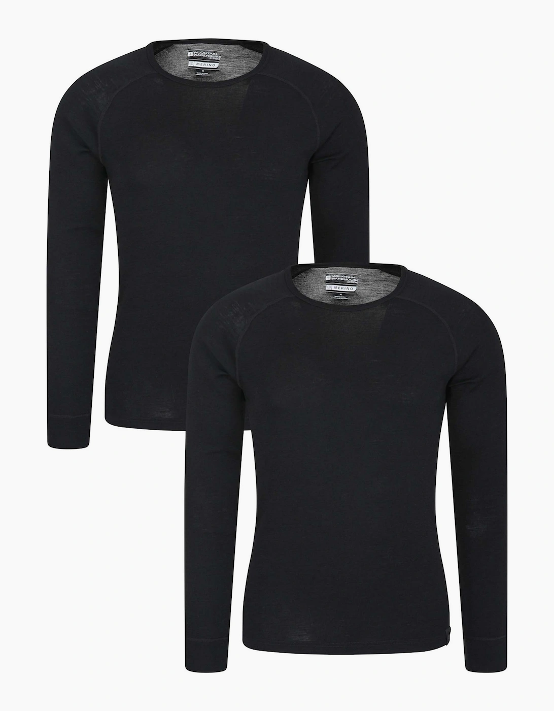 Mountain Warehouse Men's Mountain Warehouse Mens Merino Wool Base Layer Top (Pack of 2) - Black