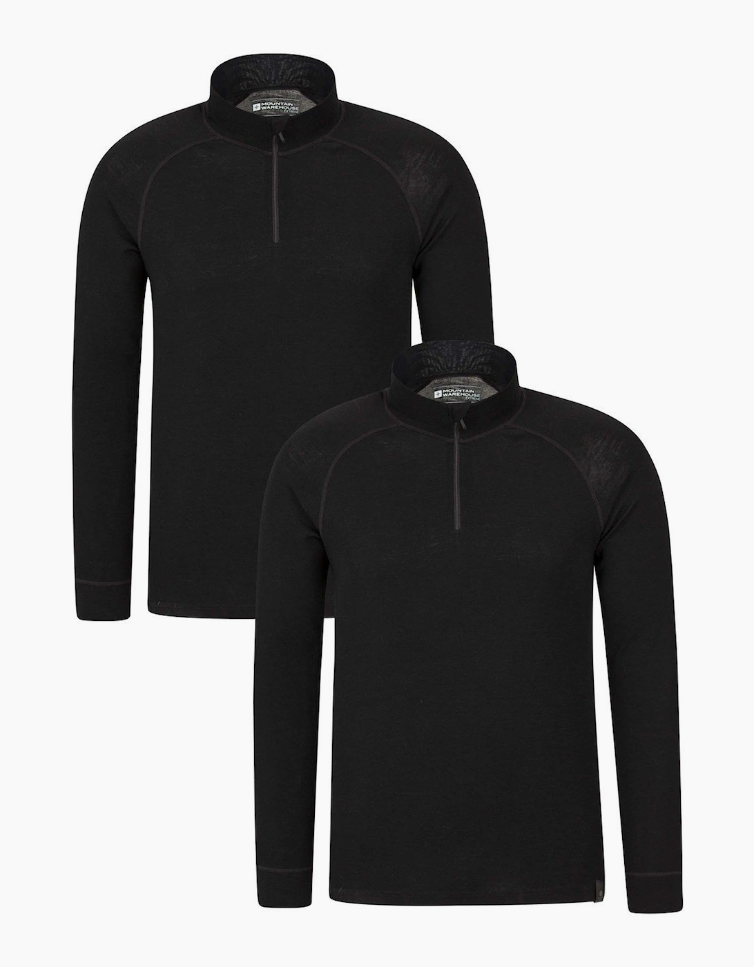 Mountain Warehouse Men's Mountain Warehouse Mens Merino Wool Base Layer Top (Pack of 2) - Black