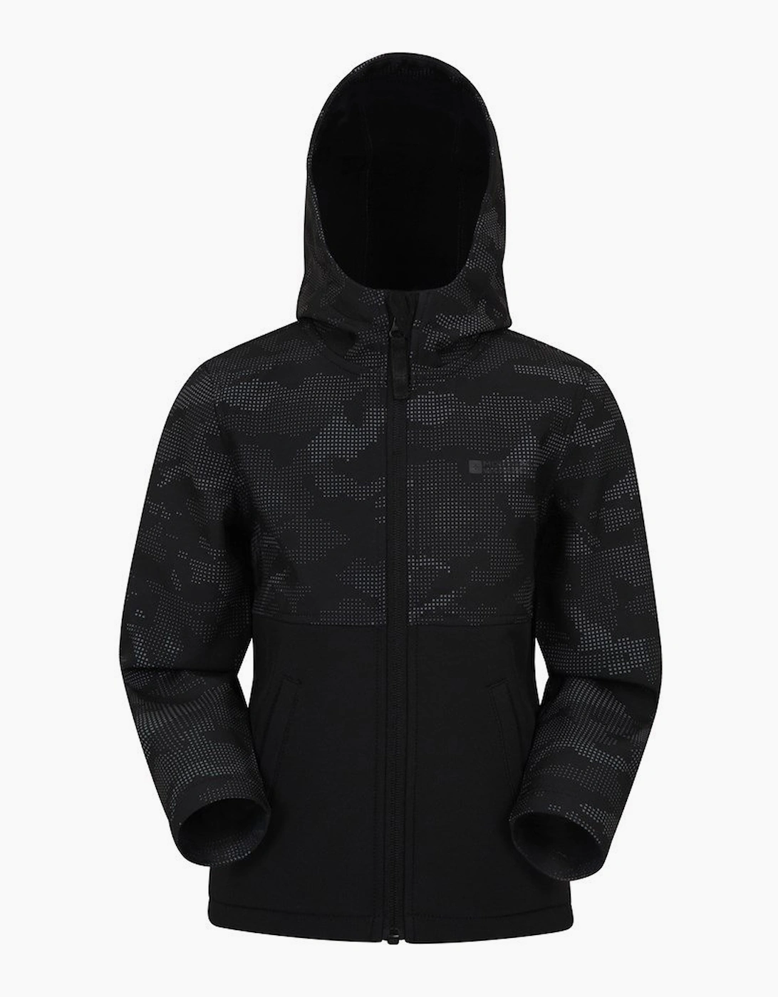 Mountain Warehouse Unisex Black Childrens/ Exodus Camo Soft Shell Jacket - Size: 9 Years/10 Years Kids