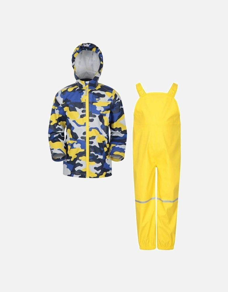 Childrens/Kids Raindrop Camo Waterproof Jacket And Trousers Set