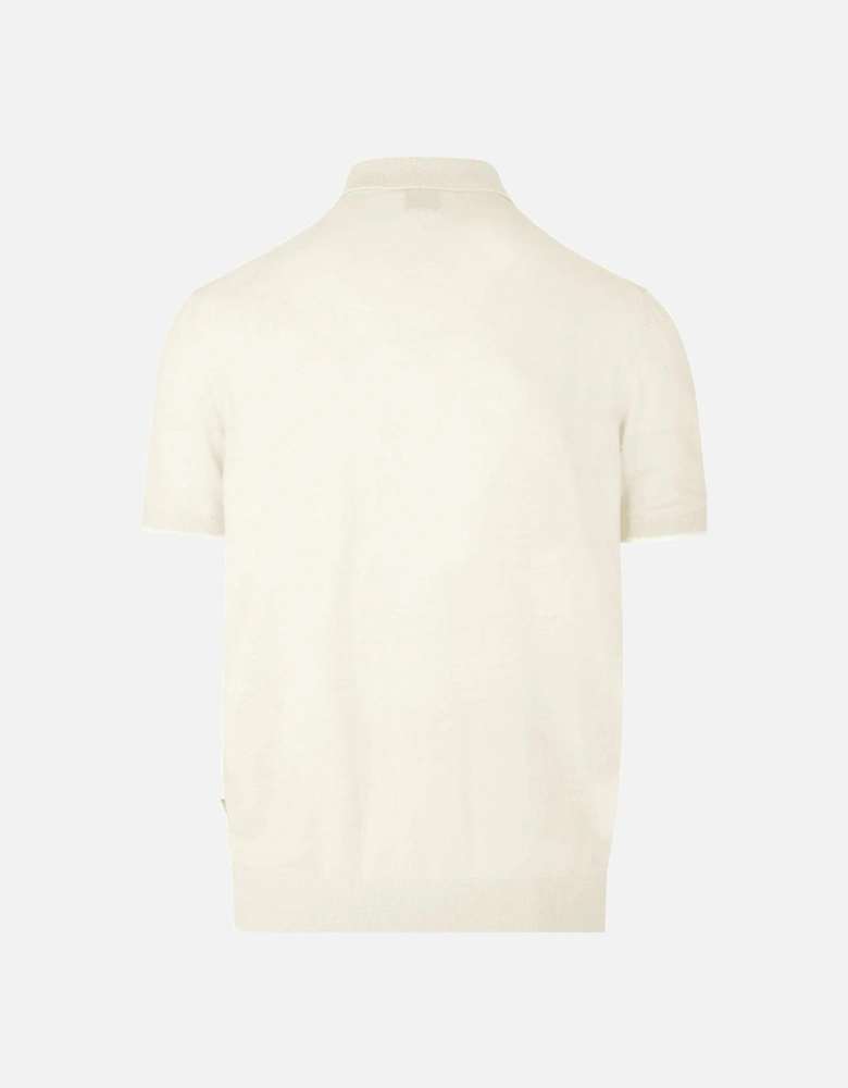 Ganzo Knitted Zip Cream Polo Shirt