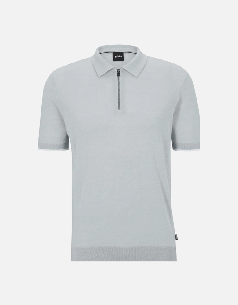 Ganzo Knitted Zip Grey Polo Shirt