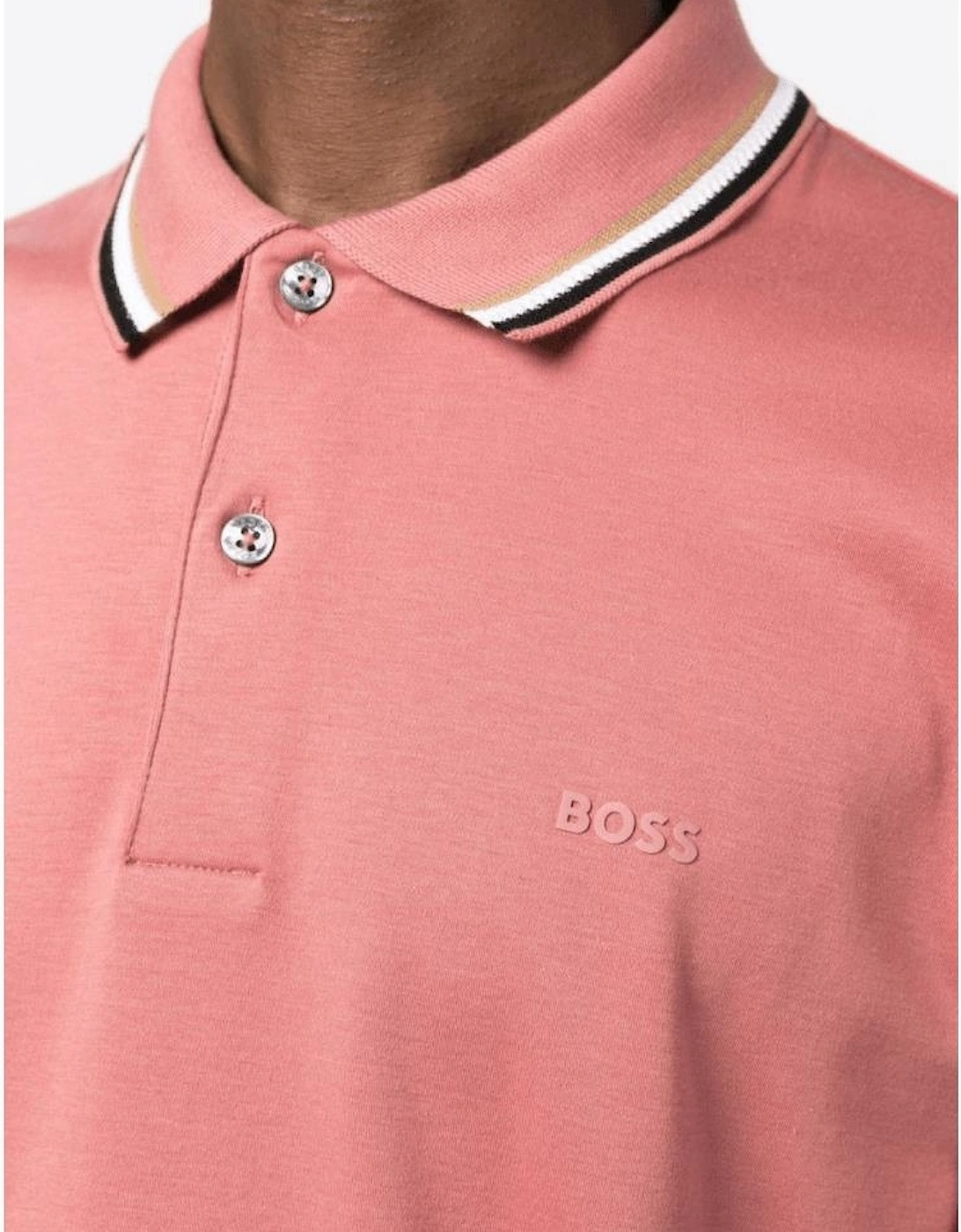 Penrose 38 Cotton Rubberised Logo Pink Polo Shirt