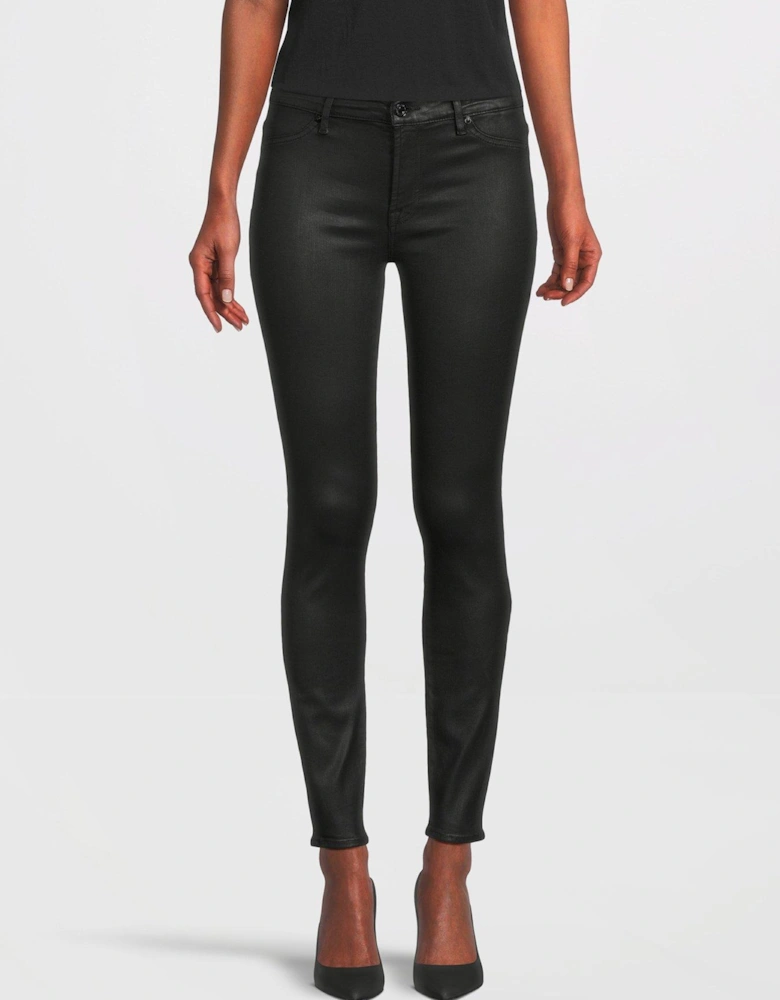 High Waist Skinny Coated Jeans - Black