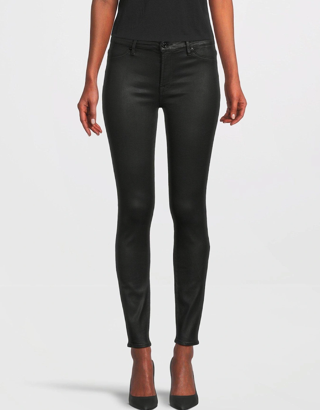 High Waist Skinny Coated Jeans - Black, 6 of 5