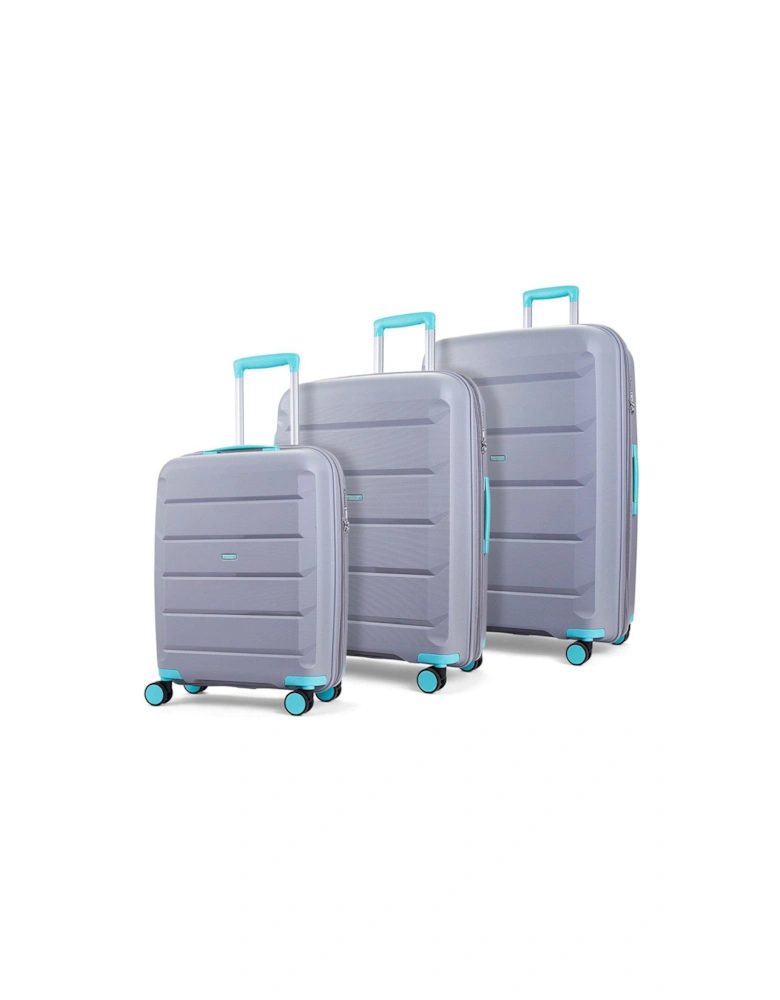 Tulum Hardshell 8-wheel spinner Small Suitcase -Grey/Aqua