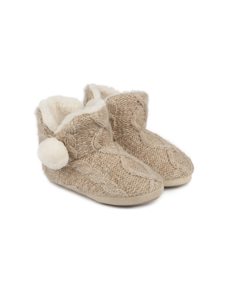 Cable Knit Boot Slippers - Cream