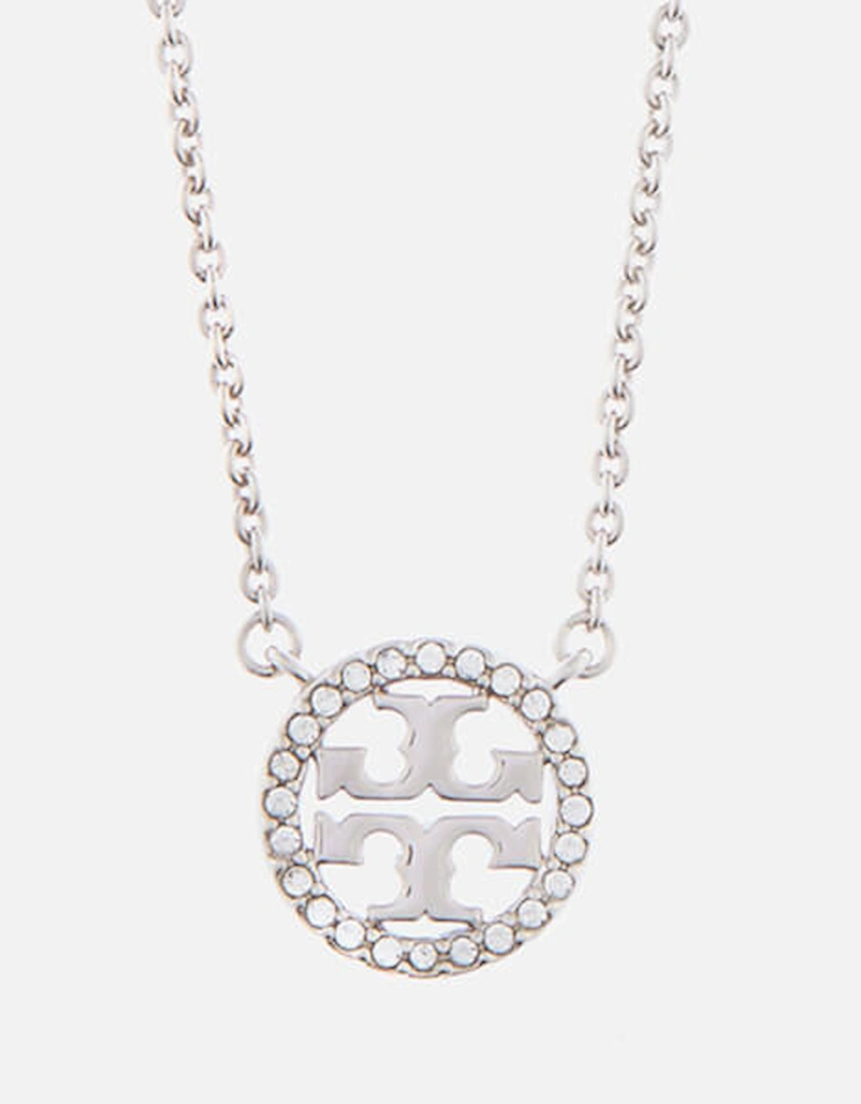 Women's Crystal Logo Delicate Necklace - Tory Silver