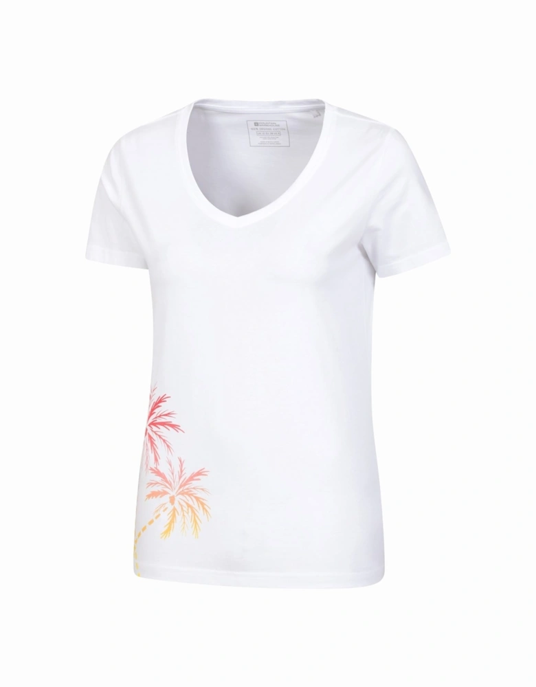 Womens/Ladies Palm Tree V Neck T-Shirt
