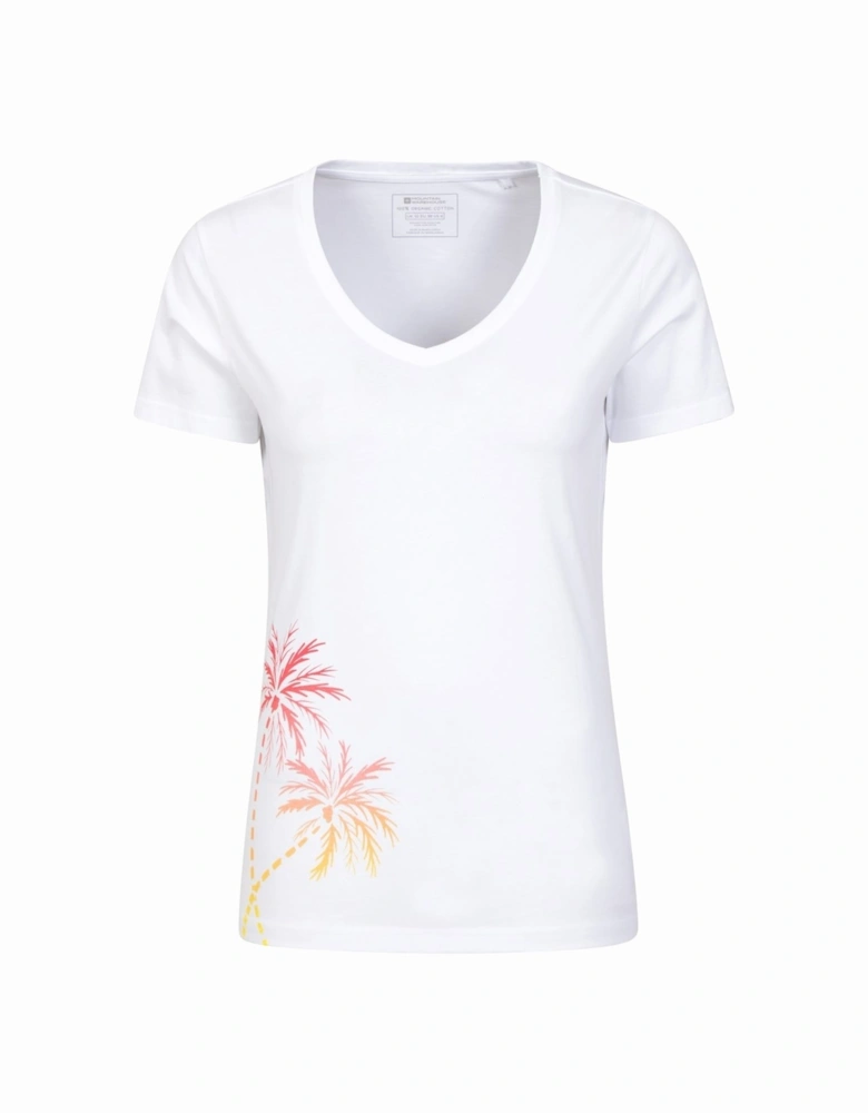 Womens/Ladies Palm Tree V Neck T-Shirt