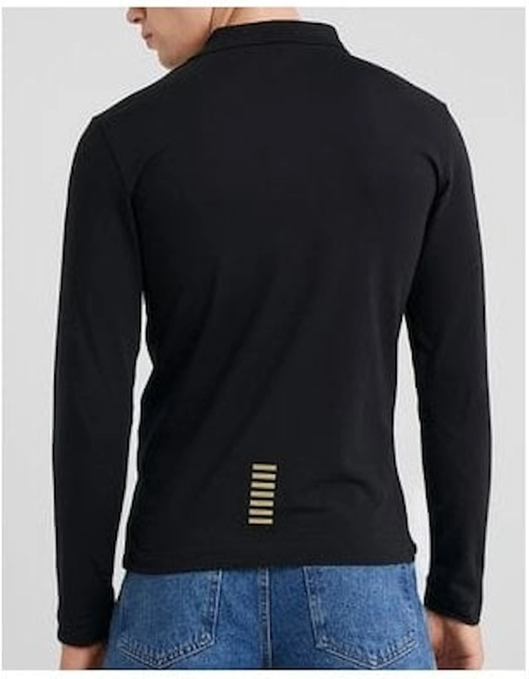 Cotton Black Long Sleeve Polo