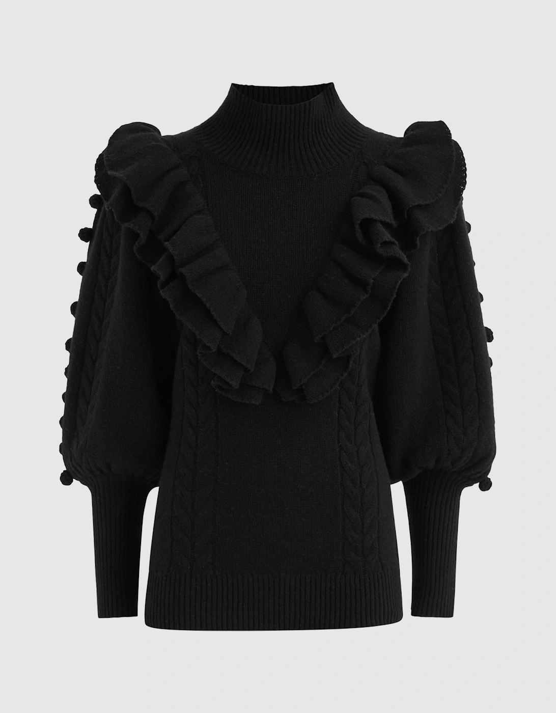 Joslin Wool Ruffle Funnel Neck Jumper, 2 of 1