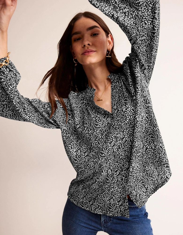 High-Neck Printed Top