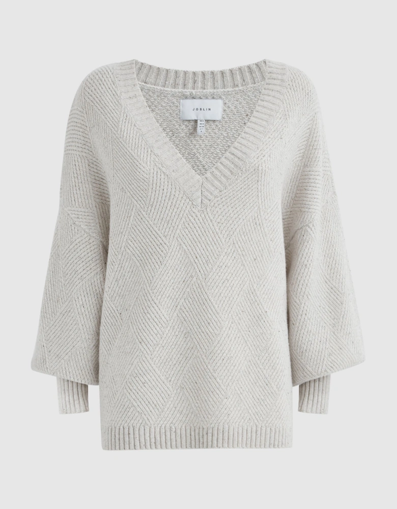 Joslin Wool Quilted V-Neck Jumper