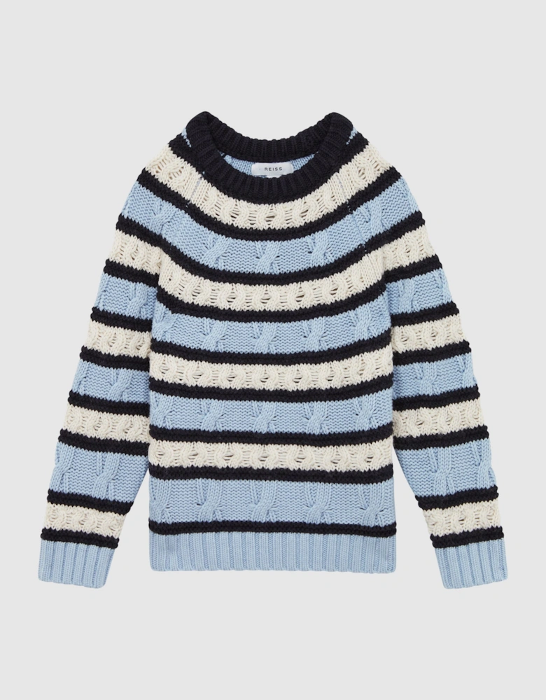Cable Knitted Striped Jumper