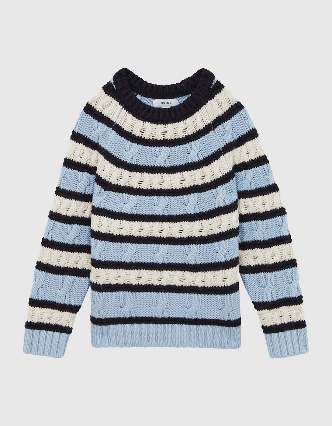 Cable Knitted Striped Jumper, 2 of 1