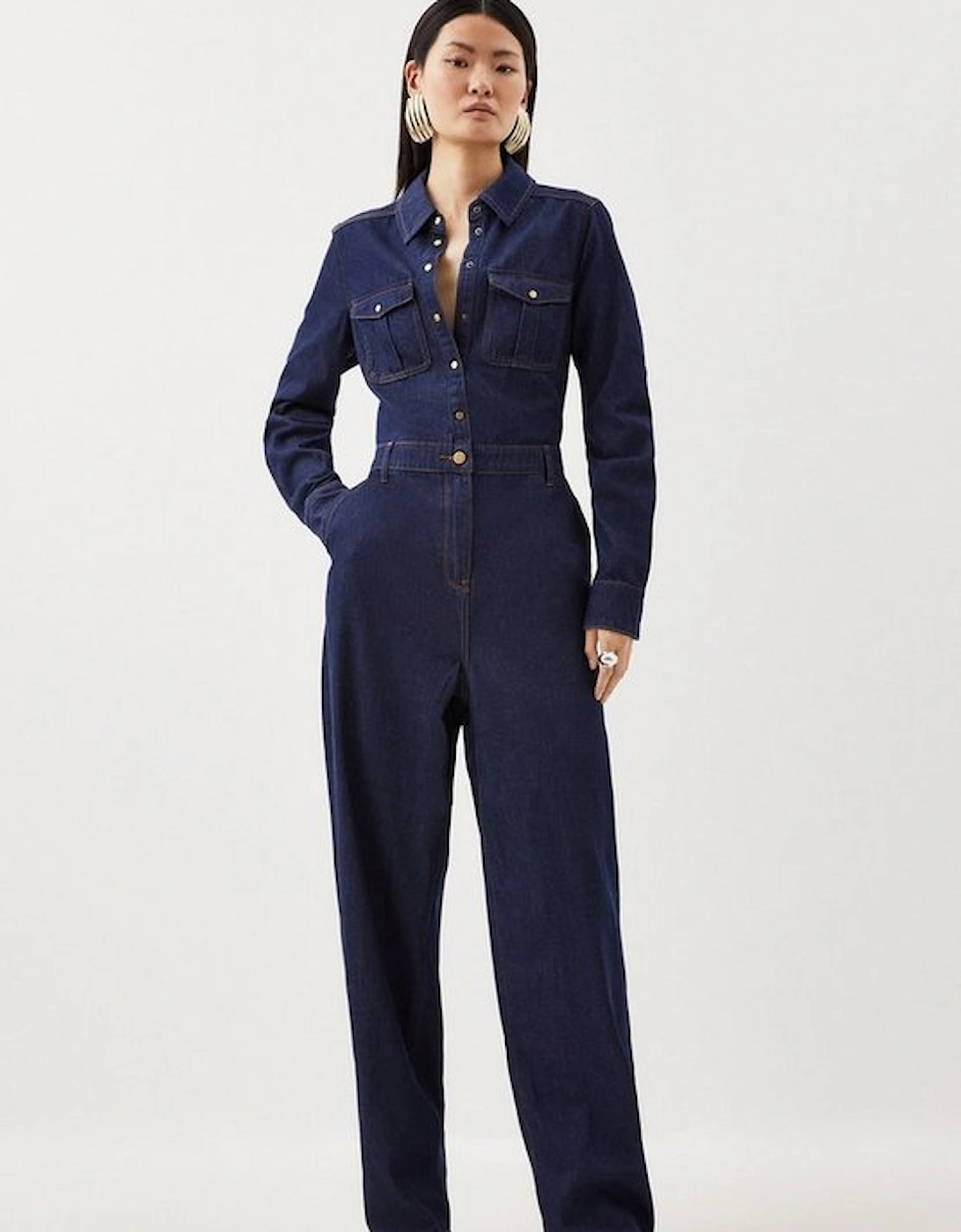 Denim Long Sleeve Jumpsuit, 5 of 4