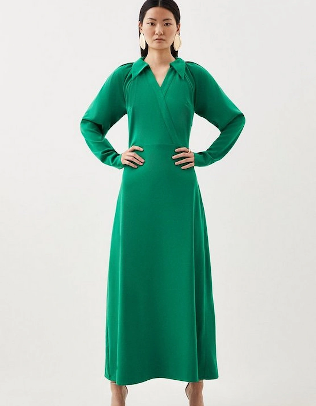 Jersey Crepe Batwing Long Sleeve Maxi Dress, 5 of 4