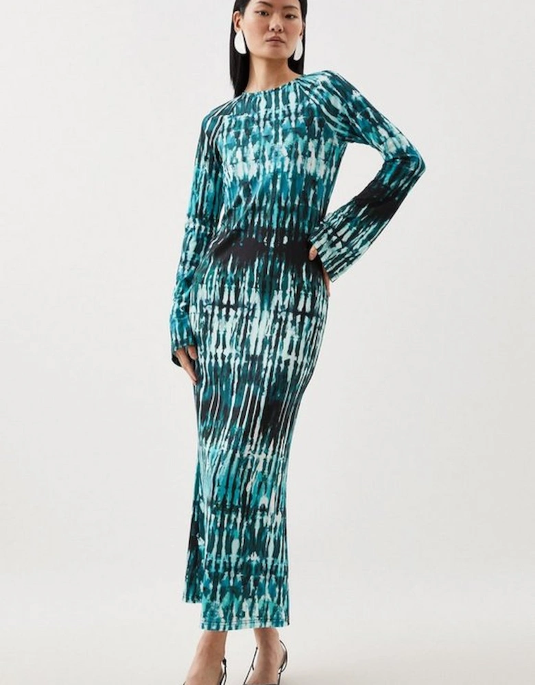 Abstract Print Jersey Maxi Dress