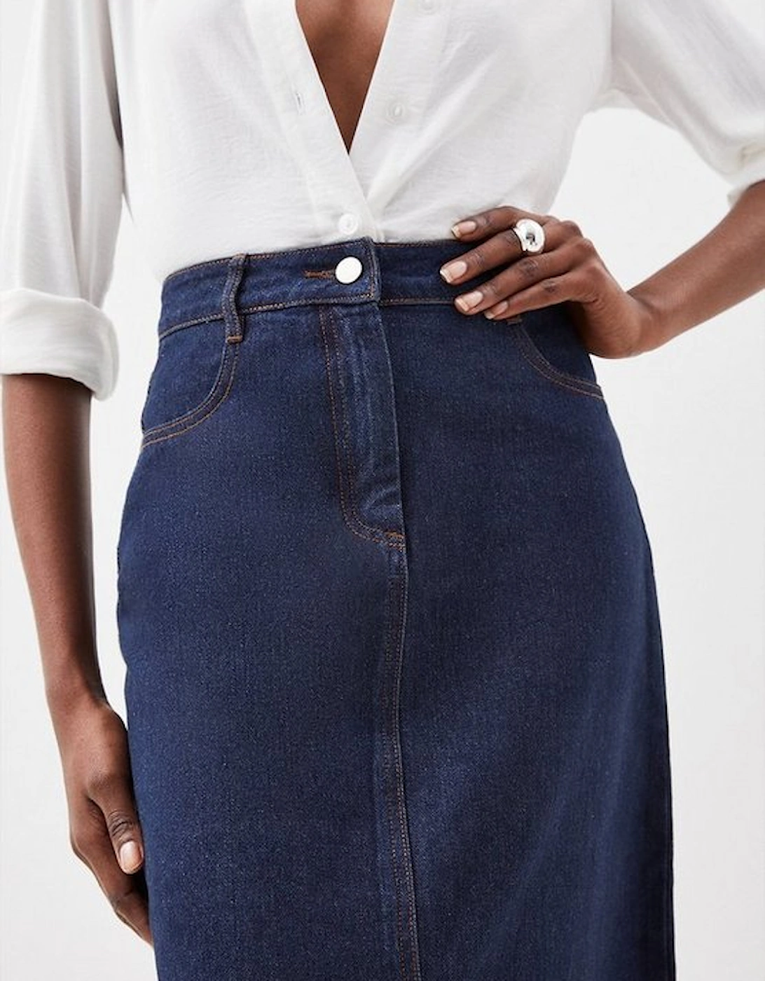 Petite Denim Maxi Skirt