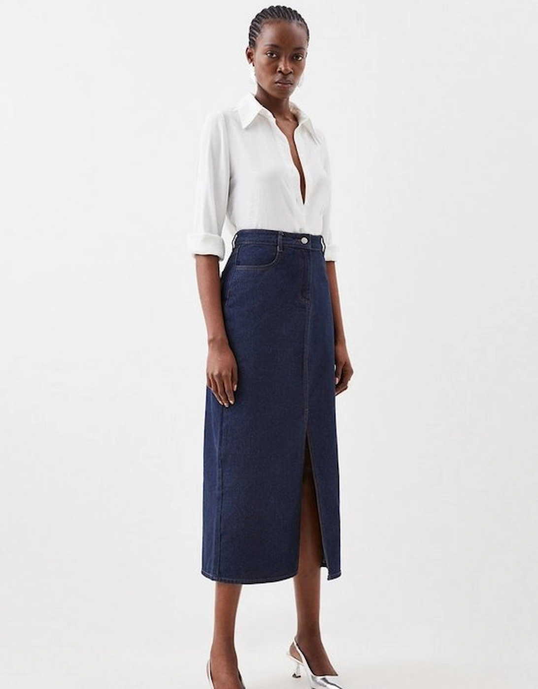 Petite Denim Midi Skirt, 5 of 4