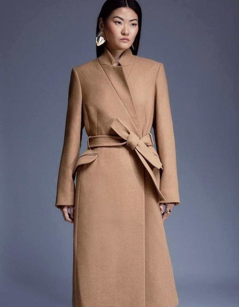 Italian Manteco Wool Forever Notch Neck Midi Coat