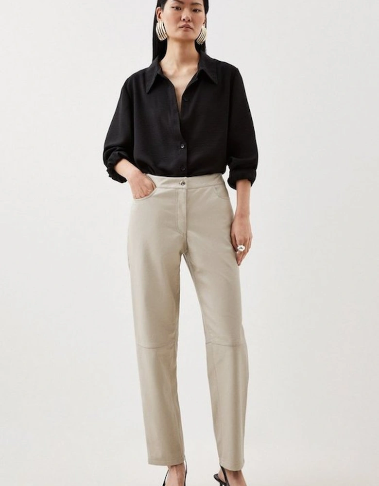 Faux Leather 5 Pocket Western Straight Leg Trousers