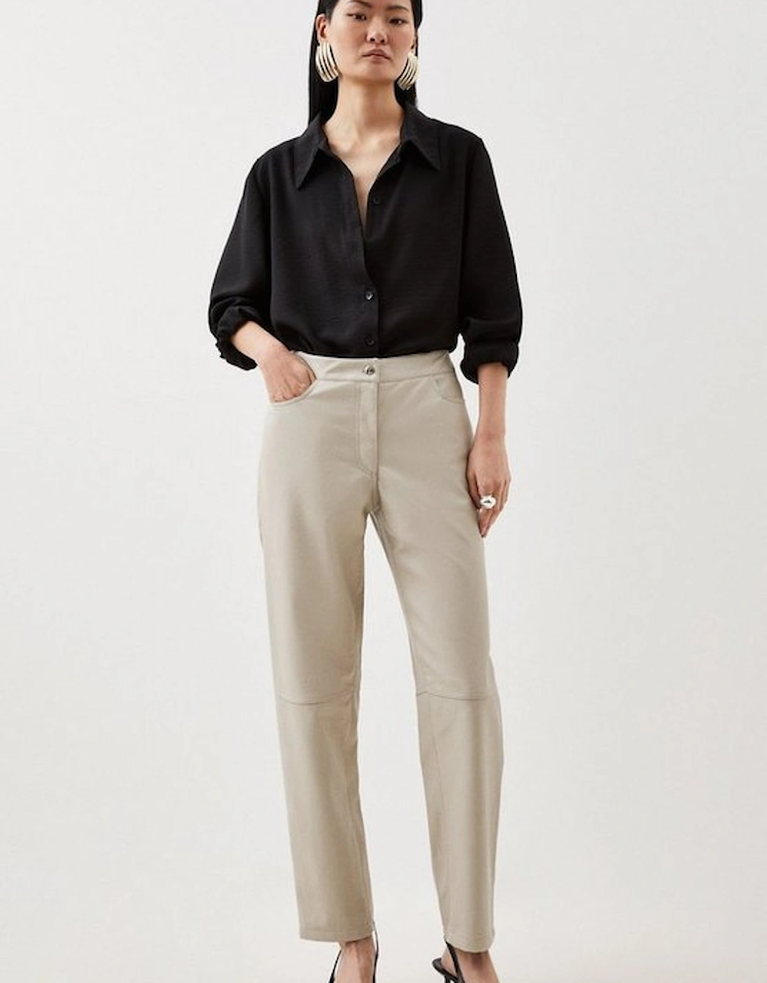 Faux Leather 5 Pocket Western Straight Leg Trousers, 5 of 4