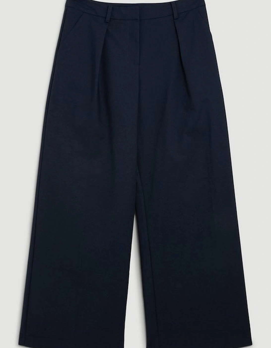 Tailored Cotton Sateen Wide Leg Trousers