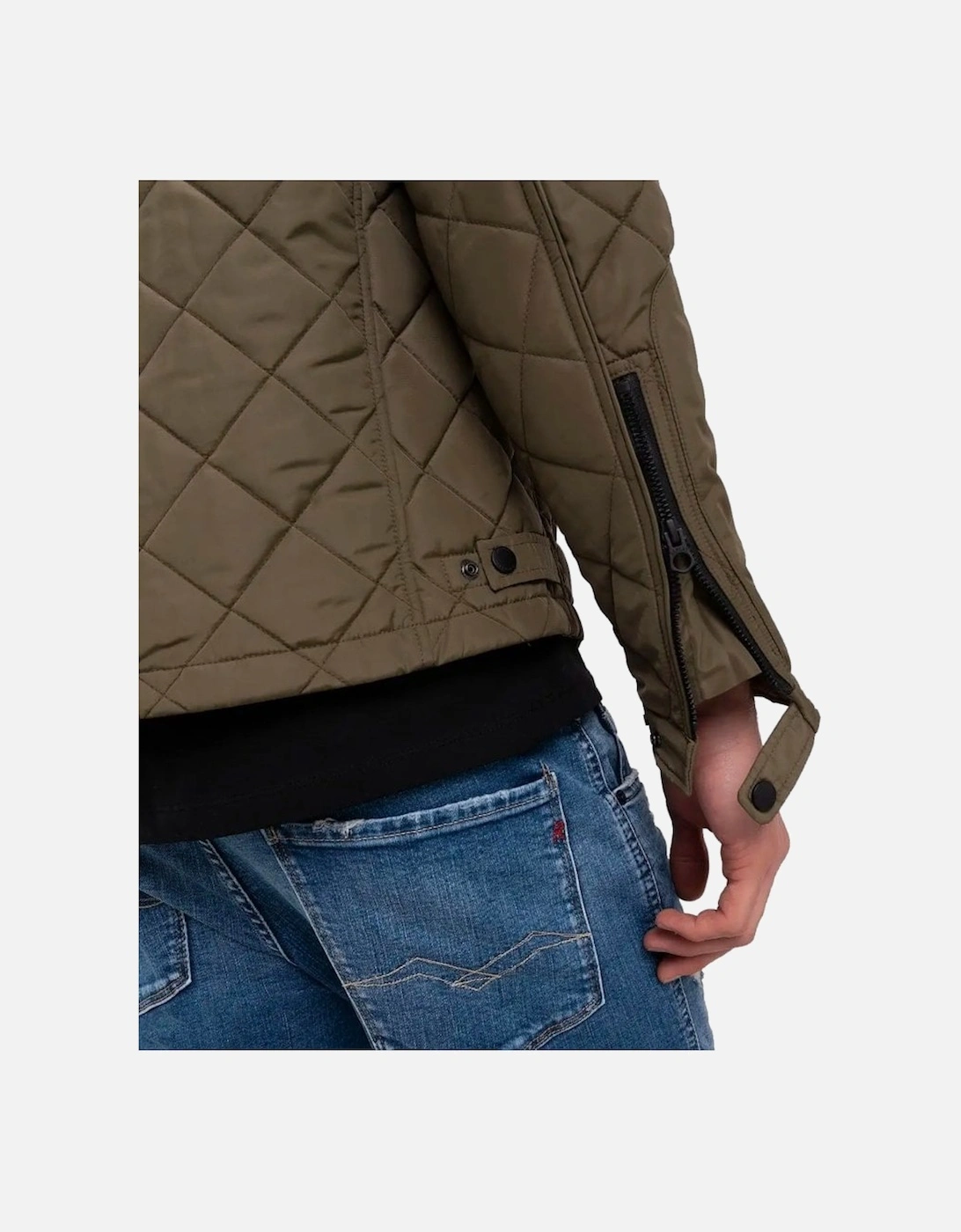 Quilted Biker Style Jacket Khaki