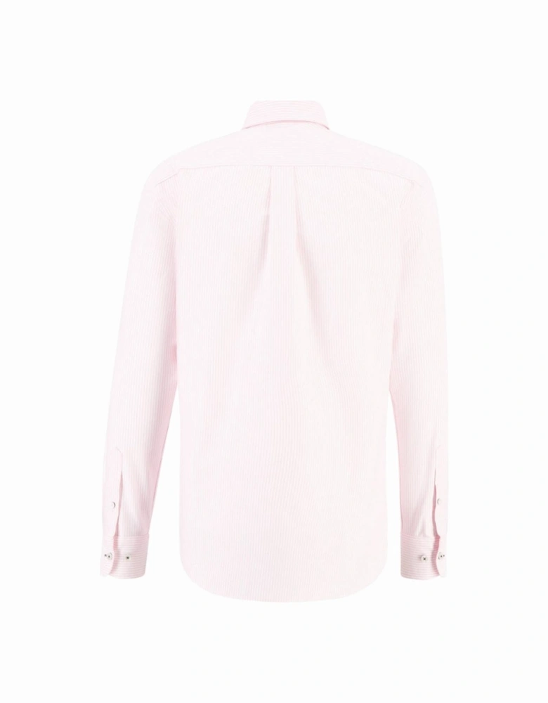 Fynch-Hatton Long Sleeved Oxford Button Down Collar Shirt Pink Stripe