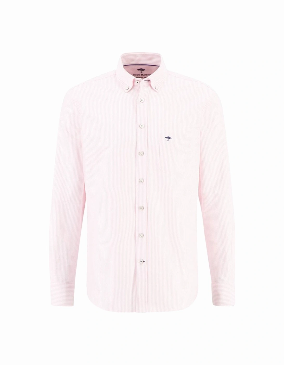 Fynch-Hatton Long Sleeved Oxford Button Down Collar Shirt Pink Stripe, 3 of 2