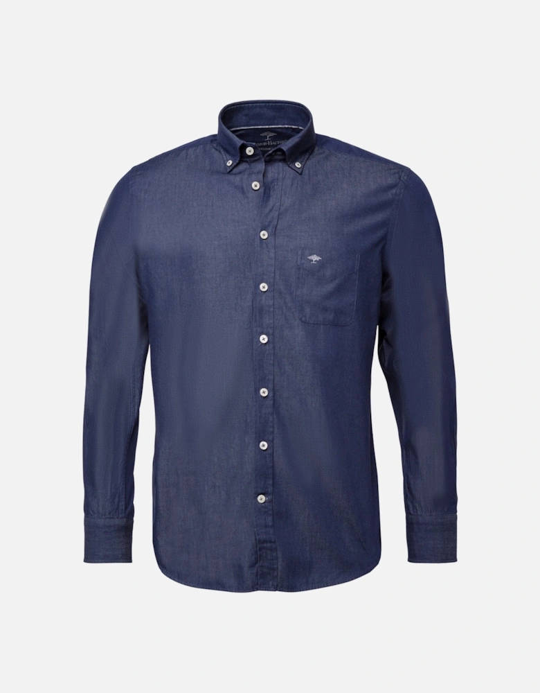 Fynch-hatton Button Down Collar Long Sleeved Shirt Dark Navy