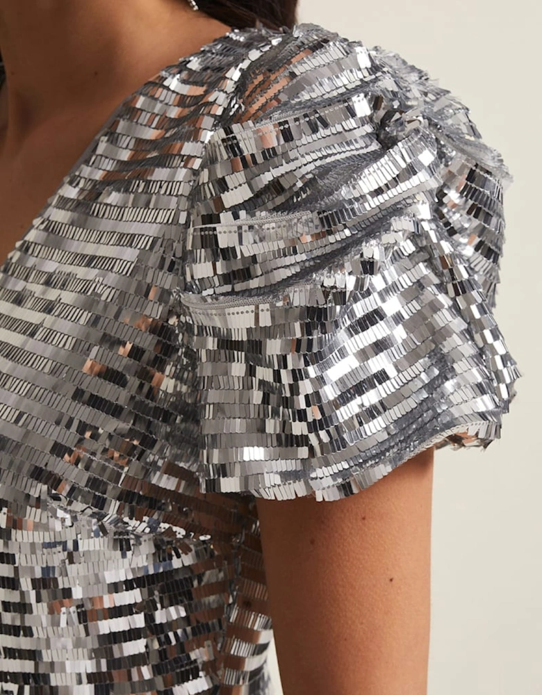 Novalie Silver Sequin Midaxi Dress