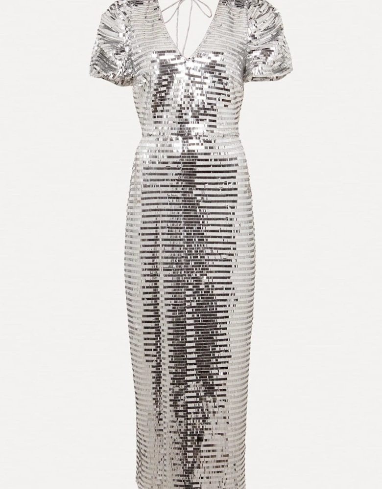 Novalie Silver Sequin Midaxi Dress