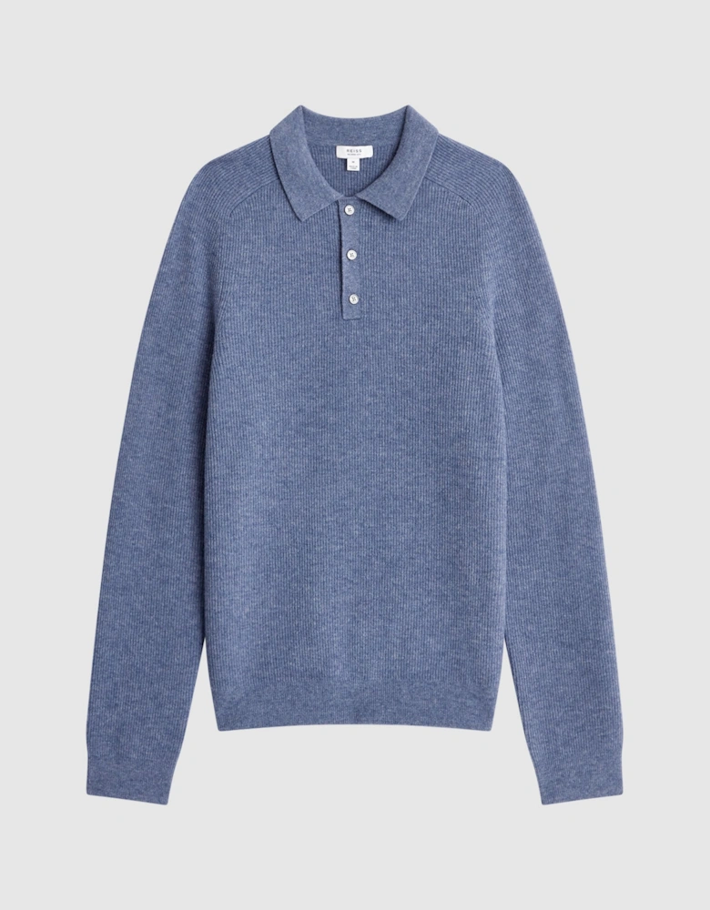 Wool Long Sleeve Polo Shirt