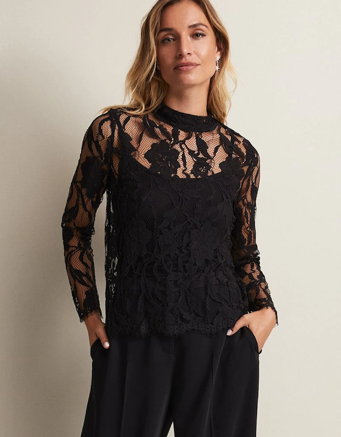 Lara Black Lace Top