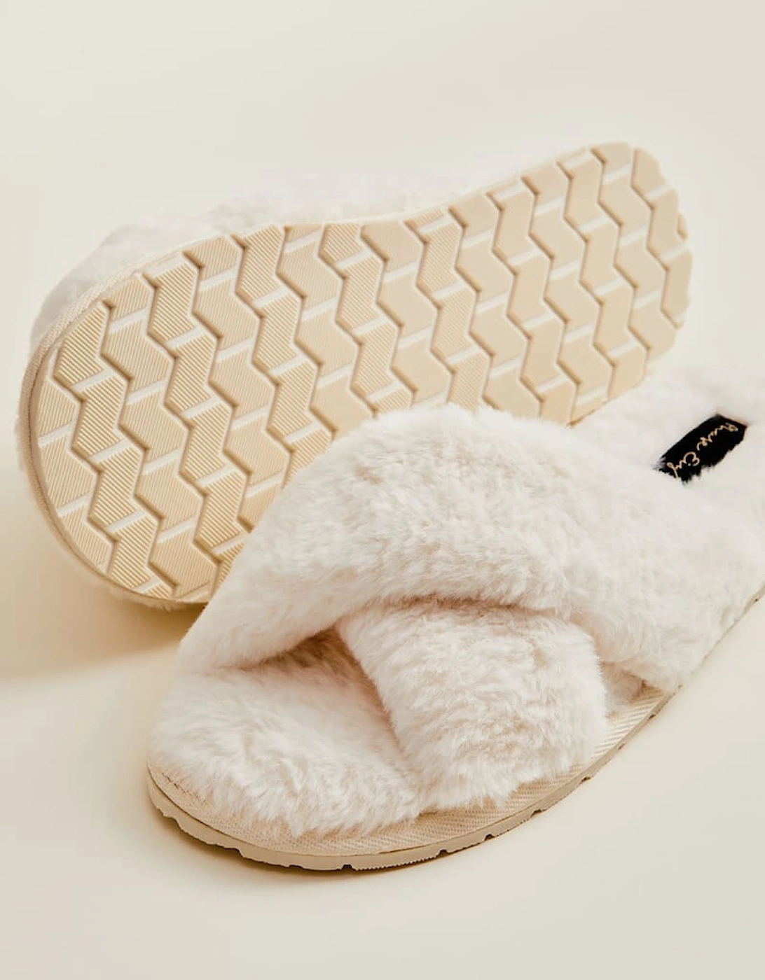 Ivory Faux Fur Slipper Sliders