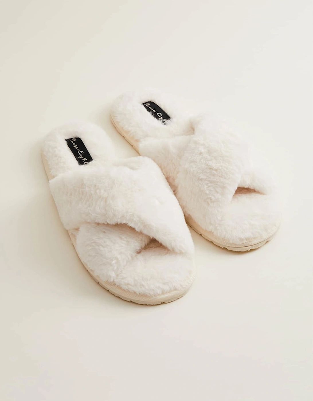 Ivory Faux Fur Slipper Sliders