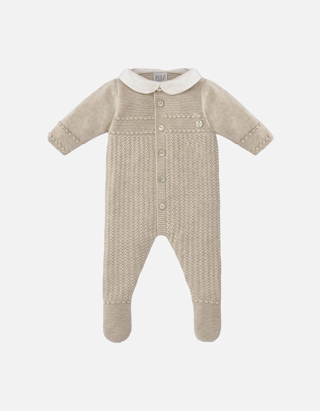 Baby Boys Beige Knitted All In One, 2 of 1