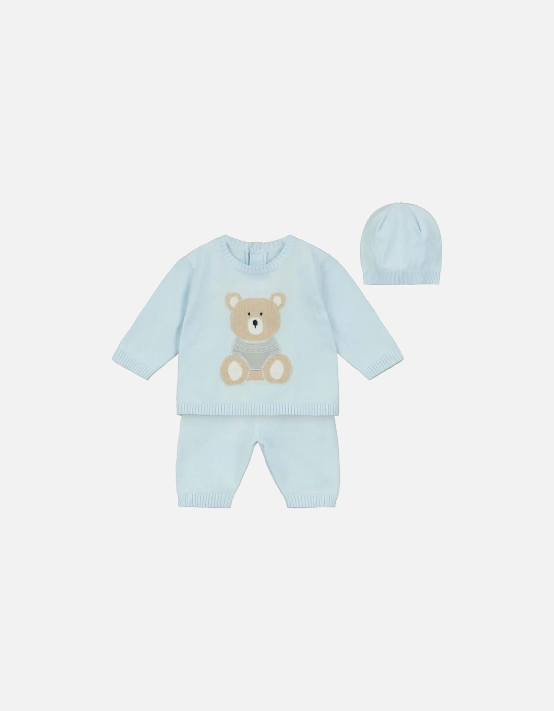 Baby Boys Enzo Blue Knitted Set with Hat, 6 of 5
